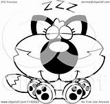 Fox Clipart Cartoon Coloring Napping Cute Outlined Vector Thoman Cory Royalty sketch template