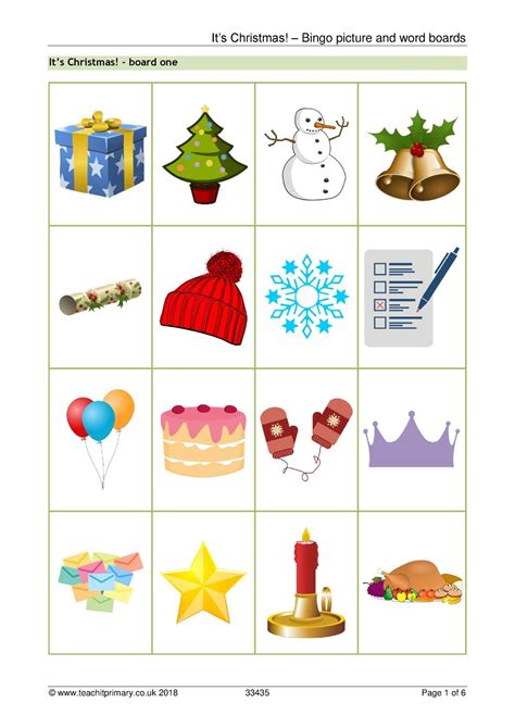christmas bingo picture  word boards bingo pictures word
