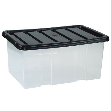 large plastic storage clear box  lid strong container   uk set   ebay