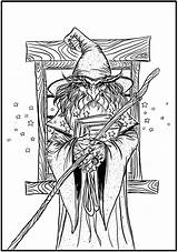 Coloring Pages Wizard Fantasy Adult Colouring Dover Book Haven Creative Adults Books Publications Color Printable Badass Doverpublications Elf Wizards Gothic sketch template