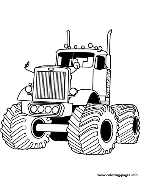 big rig monster truck  boys coloring page printable