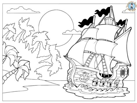 pirate island coloring page  printables treasure hunt  kids