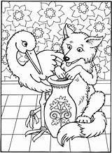 Coloring Fox Stork Pages Fables Aesop Outline Story Book Kids Stories Short Publications Dover Doverpublications Books Writing Cool Children Sheets sketch template