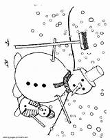 Coloring Pages Snowmen Little Big Snowman Seasons Printable Weather sketch template