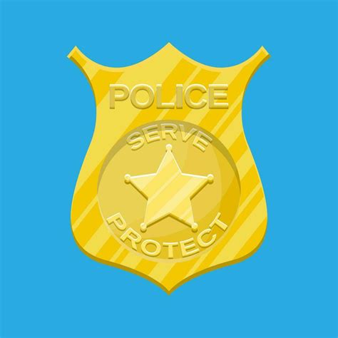 police officer badge gold shiny emblem vector illustration  flat style  vector art