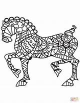 Zentangle Coloring Horse Pages Printable Supercoloring Categories sketch template