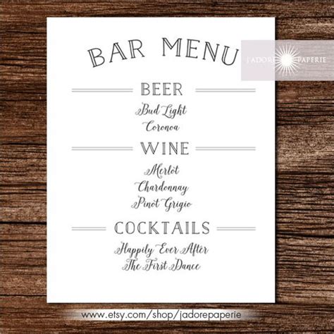 image result  wedding bar menu printable menu template menu