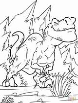Coloring Cartoon Pages Dinosaurs Tyrannosaur Printable Drawing sketch template