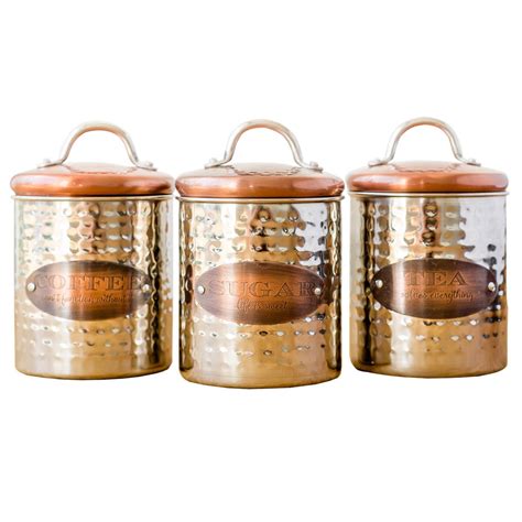 hammered metal copper lid tea coffee sugar canister set   direct