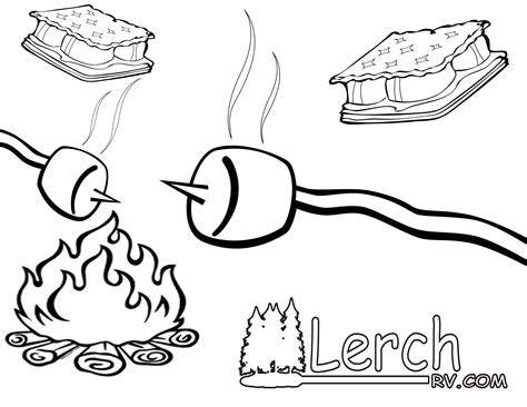 camp fire coloring  mores  camping coloring pages coloring pages