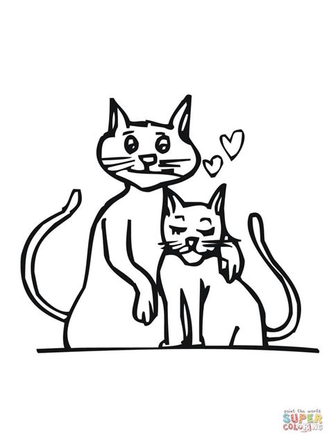 cat couple  love coloring page  printable coloring pages bird