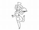 Coloring Waitress Happy Waiters Coloringcrew Pages sketch template