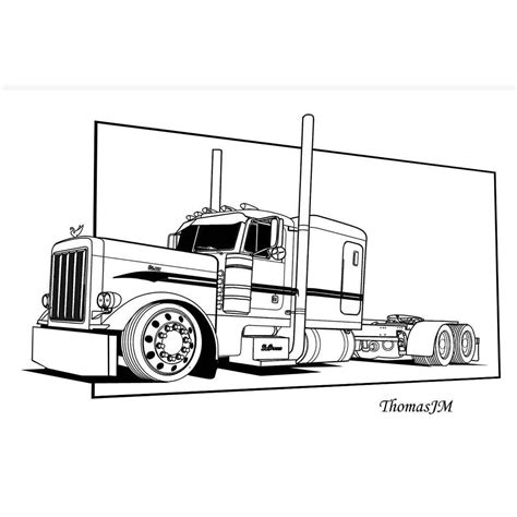 peterbilt semi truck coloring page drawing sketch coloring page
