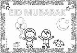 Eid Coloring Mubarak Fitr Muslim Bunting Lanterns Candies Educates sketch template