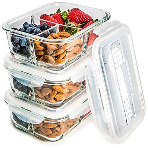 glass meal prep food storage containers  compartment container set  sma disasterdefenseus