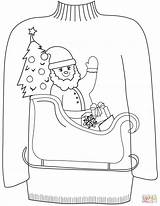 Sweater Coloring Ugly Christmas Santa Sleigh Pages Motif Claus Colouring Printable Drawing sketch template