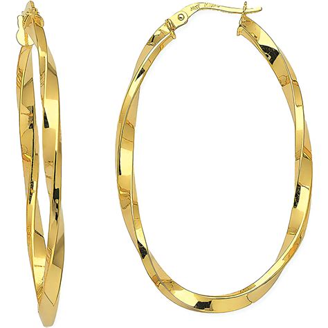 yellow gold large hoop  etching earrings gold earrings jewelry watches shop