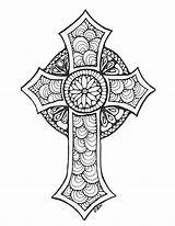 Cross Coloring Pages Adult Colouring Mandala Printable Adults Color Sheets Drawing Crucifix Cruces Original Getcolorings Christian Etsy Zentangle Digital Decorative sketch template