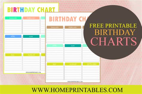 printable birthday chart home printables