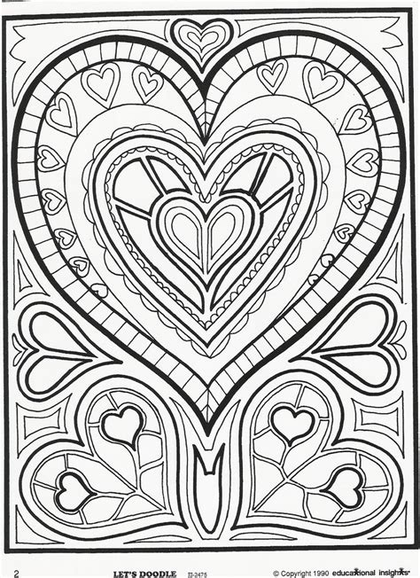 coloring page  hearts   middle