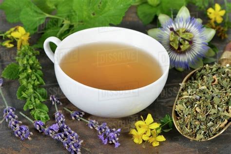Herbal Tea With Ingredients Lemon Balm Passion Flower St John S