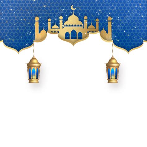 perbatasan ramadan biru bertekstur ramadhan biru lentera emas arsitektur islami png