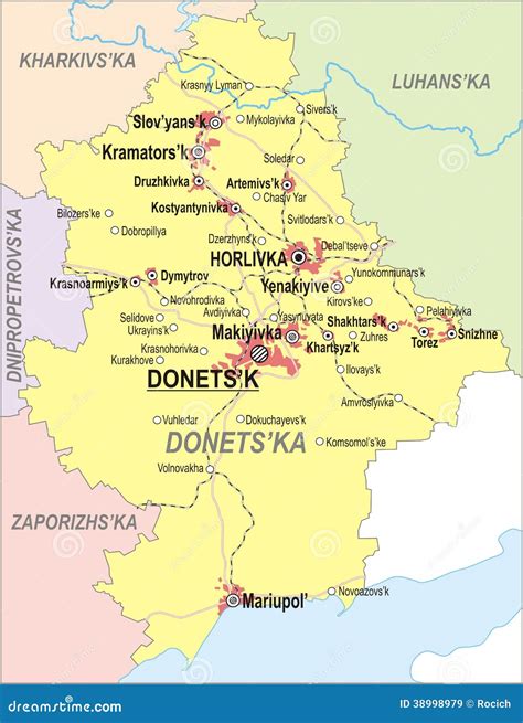 carte de donetsk oblast illustration de vecteur illustration du