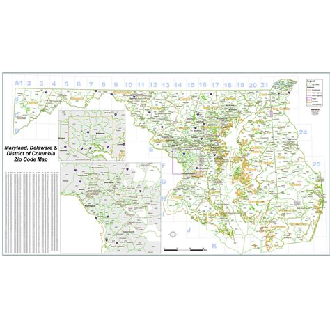Maryland Delaware And D C Zip Code Wall Map The Map Shop