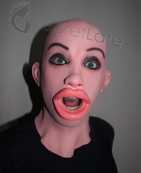 Latex Female Mask Cross Dress Transgender Rubber Doll Lips Mouth Toy