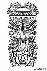 Totem Mayans Incas Inca Aztecs Aztec Mayan Coloring Inspiration Inspired Adult sketch template