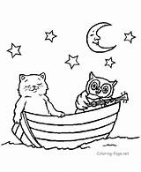 Coloring Boat Pages Owl Row Printable Cat Animal Kids Clipart Rowboat Owls Colouring Animals Color Boats Step Drawing Book Getdrawings sketch template