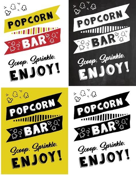 printable popcorn sign ideas tulamama