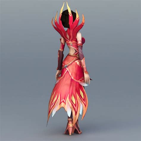 female fire sorceress 3d model 3ds max files free download modeling