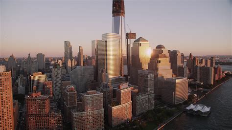stock footage aerial video flying  world trade center