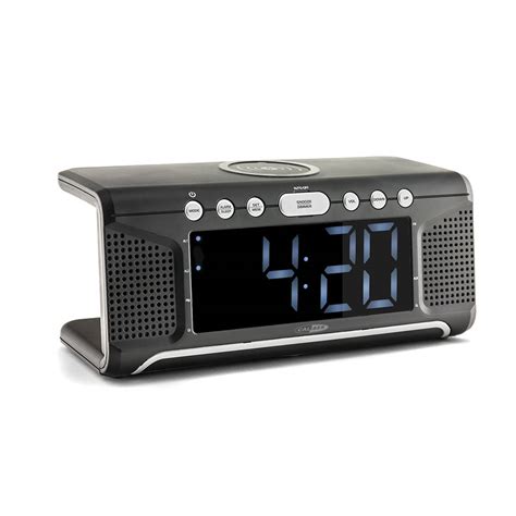 caliber wekkerradio met draadloze oplader en dual alarm digitale wekker met fm radio wit