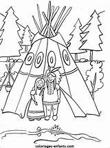 Native American Coloring Teepee Pages Colouring Kids Indiens Coloriage Indien Coloriages Printable Chumash Indian Imprimer Dessin Les Kid Thème Thanksgiving sketch template