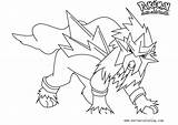 Entei Pokemon Coloring Pages Printable Kids Adults sketch template