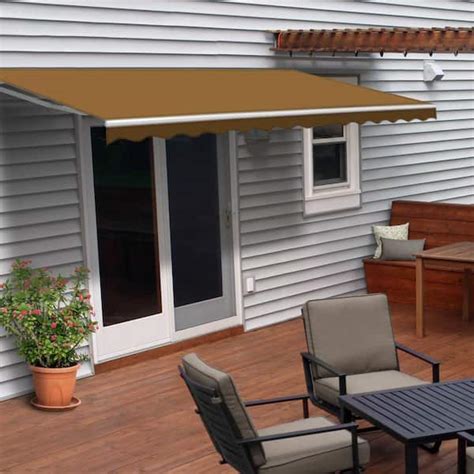 aleko  ft manual patio retractable awning   projection  sand awxsand hd