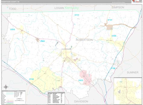 robertson county tn wall map premium style  marketmaps