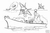 Battleship Coloring Pages Aircraft Carrier Print Bombs Ships Mustang Printable Ship Color Battle Drawing Sailing Military Attacking Air Navy Kids sketch template