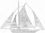 Vela Velero Sailing Adulti Adultos Barca Barco Coloritura Vettore Ilustración Zentangle sketch template