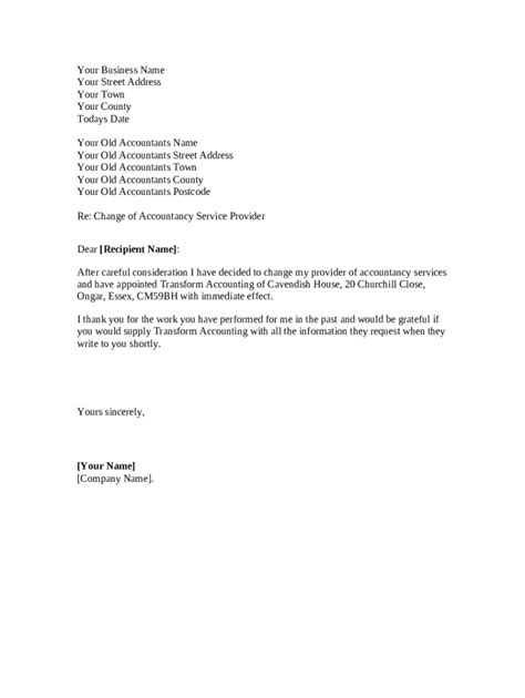 change  accountant sample letter  template pdffiller