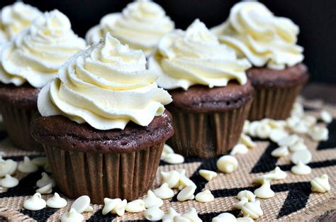 double chocolate cupcakes  white chocolate cream cheese frosting  cook  smiles