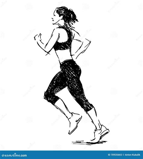 hand sketch   running woman stock vector image