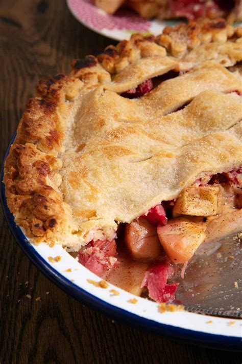 Apple And Rhubarb Pie With Cinnamon And Ginger Thinly Spread