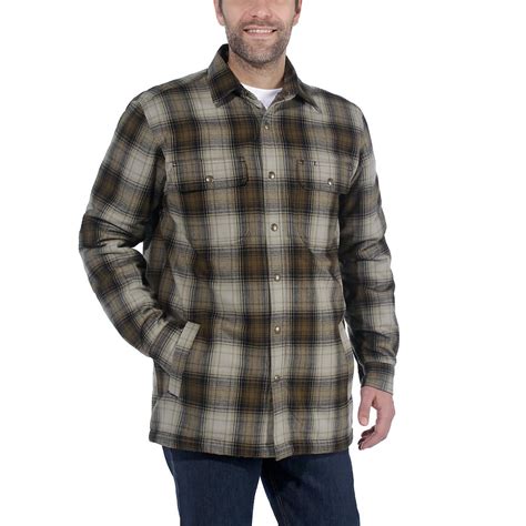 men s hubbard sherpa lined plaid flannel shirt jac carhartt