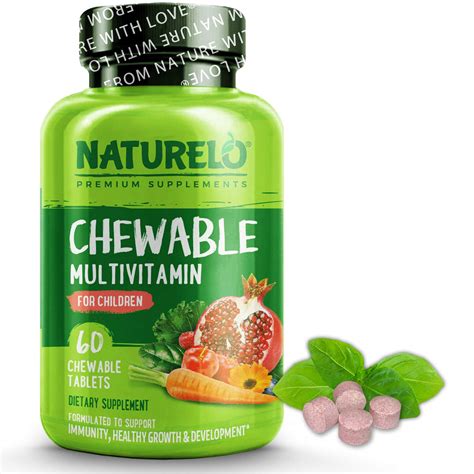 naturelo chewable multivitamin  children  vitamins minerals  food organic fruit