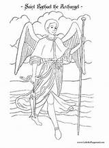 Coloring Saint Raphael Archangel Gabriel Pages Catholic Archangels sketch template