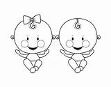 Coloring Twins Twin Pages Boy Girl Coloringcrew Template sketch template