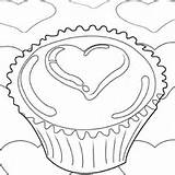 Coloring Cupcake Heart Surfnetkids Pages sketch template